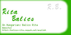 rita balics business card